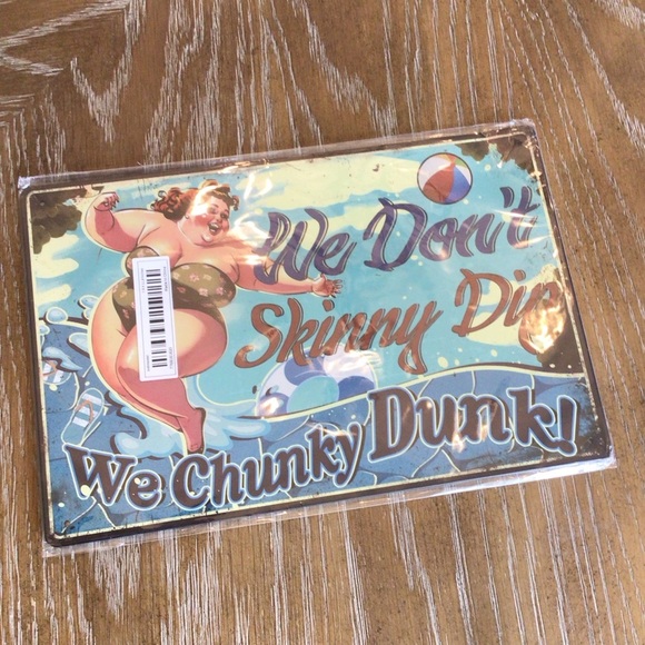 We Don’t Skinny Dip Funny Retro Pool Metal Tin Wall Sign - Picture 5 of 6